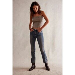 We The Free People Low Maintenance Crop Boot Denim Jean 27 Blue Mid Rise Vintage